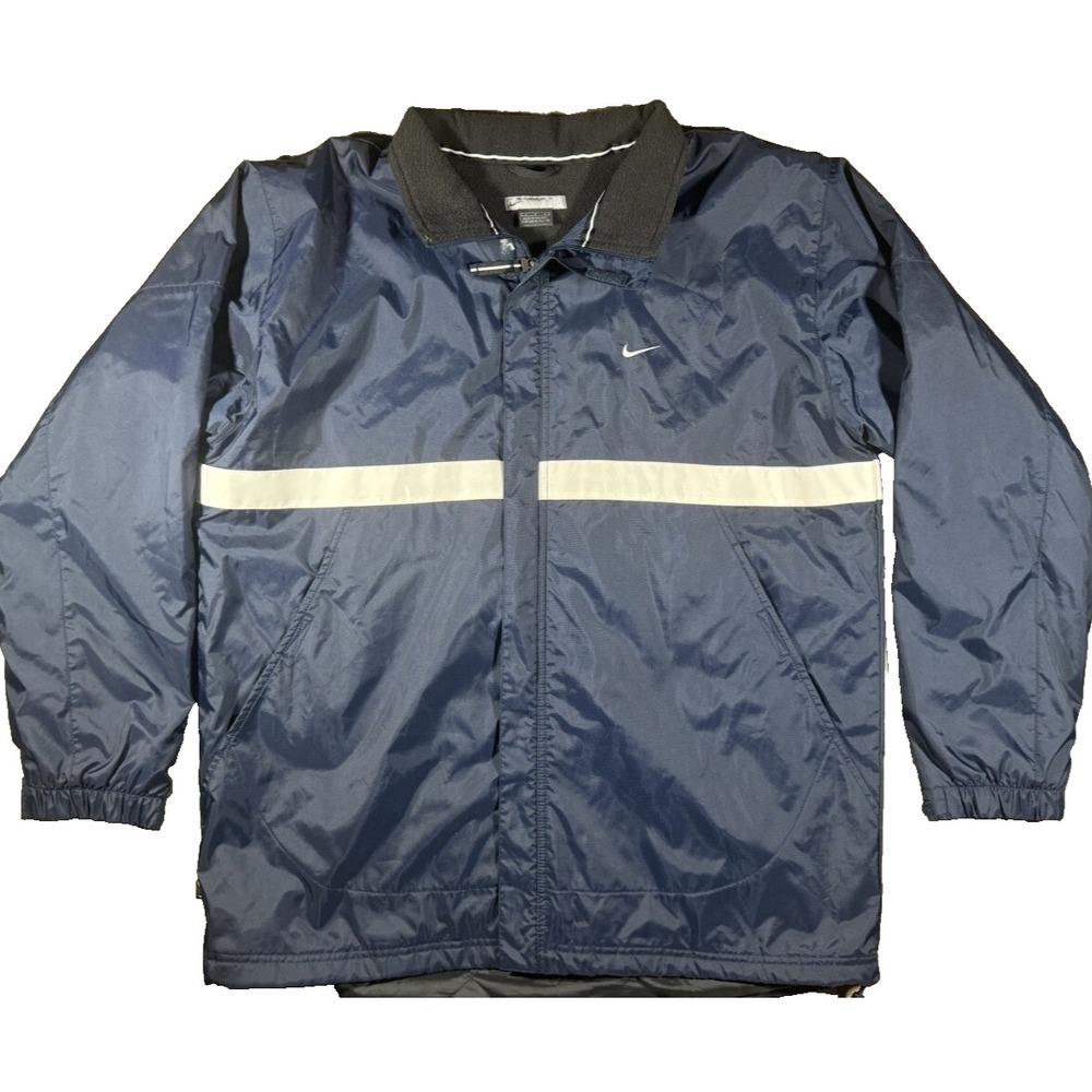 00s Y2K Nike Mailman Fleece  Full Zip Blue Coat Jacket Mini Check Puffy Large